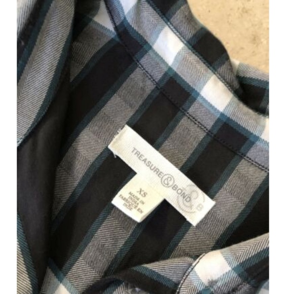 Treasure & Bond Plaid Shirt Dress XS Women's Grey - Picture 7 of 8